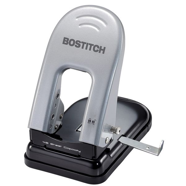 Bostitch Indulge 2-Hole Punch, Reduced Effort, Metal Construction, 40 Sheets, Silver (2340)