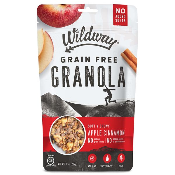 Wildway Apple Cinnamon Keto Granola | Grain-Free Certified Gluten-Free Cereal | Vegan, Low Carb & No Sugar Added | Paleo-Friendly, Non-GMO Fruit & Nut Clusters | Nutrient-Rich Snack | 8oz, 3 Pack