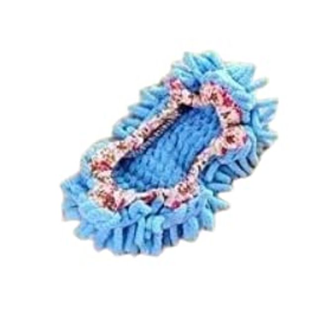 grepo Cleaning Slippers, Mop Slippers, Microfiber, Removable, Washable, Fluffy Slippers, blue