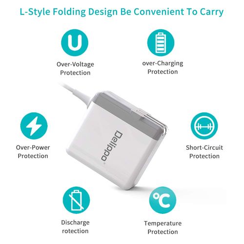 Delippo 14.5V 3.1A for MacBook 45W L-Tip Connector AC Power Adapter Replacement Charger for MacBook Air A1237 A1244 A1304 A1369 A1374 A1377 11” 13” (Before Mid 2012) with 6ft Long Cable