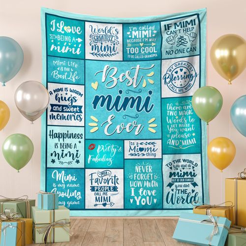 Kieetlan Mimi Gifts, Best Mimi Ever Gifts Throw Blanket 60" X 50", Grandma Gifts from Grandkids, Gifts for Mimi Birthday Christmas Mother's Day