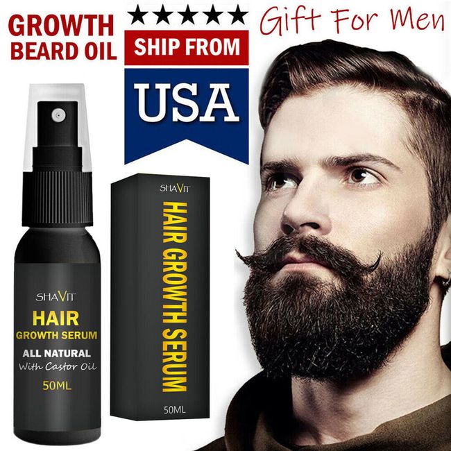 Powerful Beard Growth Oil Serum - Fast Growing Mustache & Facial Hair Treatment