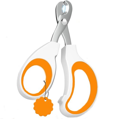 Professional Cat Nail Clippers, Easy-Grip Design with Orange Comfort Handles, White