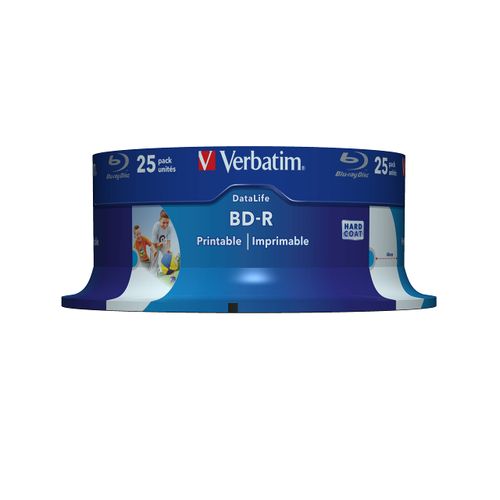 Verbatim 43811 25GB 6x BD-R SL Datalife Inkjet Printable - 25 Pack Spindle