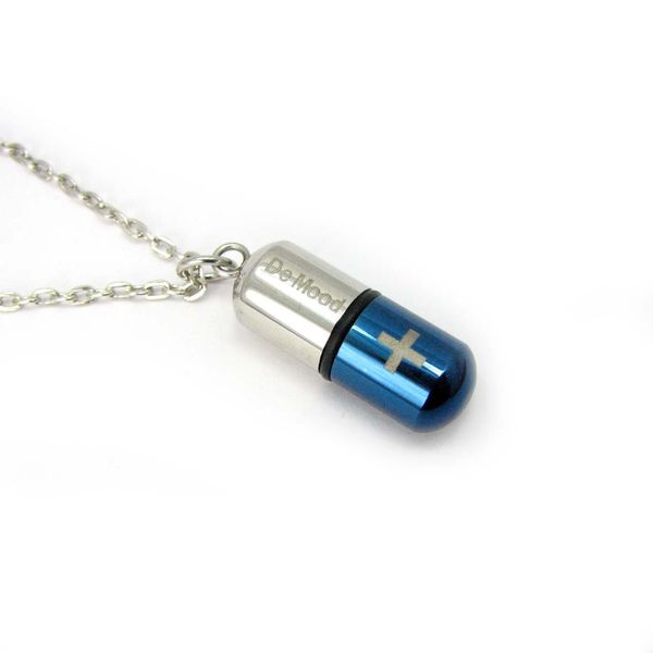 Magokoroa Stainless Steel Necklace, Medical Capsule, Pill Case, Pendant, Storage Pouch Included