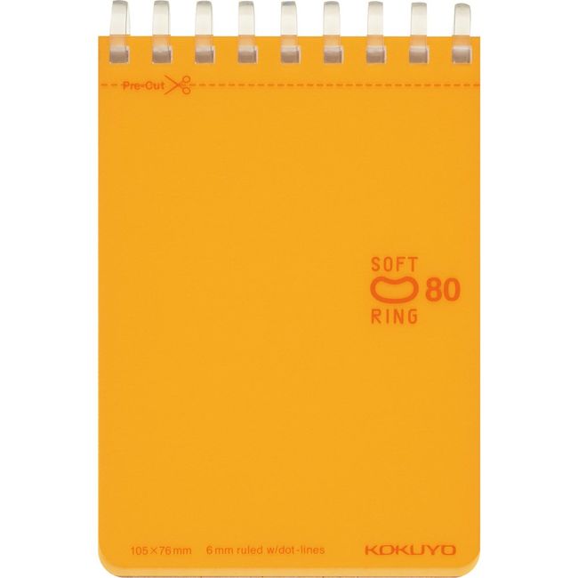 Kokuyo Memo Soft Ring, B Ruled with Dots, A7, 80 Pieces, Orange Mes-SV378BT-YR