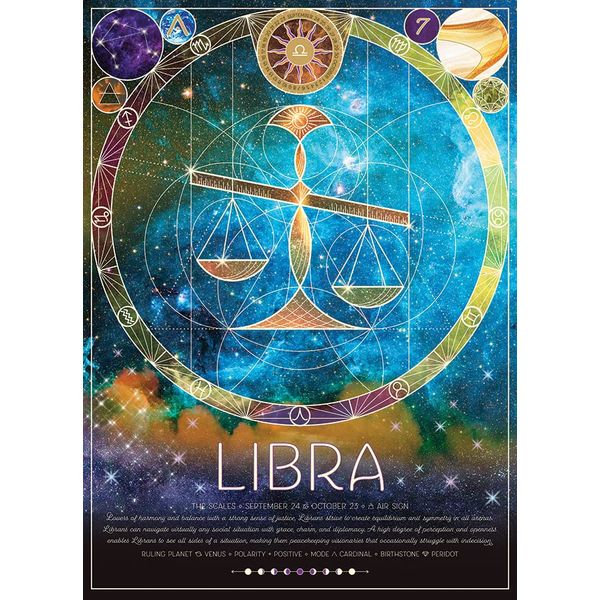 Cobble Hill 500 Piece Zodiac Puzzle - Libra - Sample Poster Included