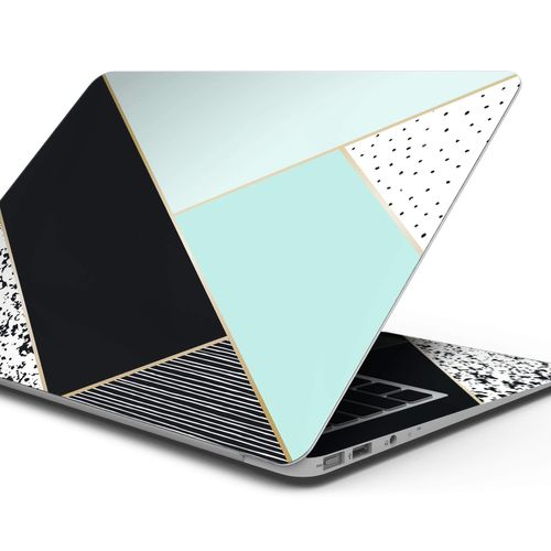 Design Skinz Minimalistic Mint and Gold Striped V1 Full-Body Wrap Scratch Resistant Decal Skin-Kit Compatible with MacBook 13" Pro w/TB (A2251)