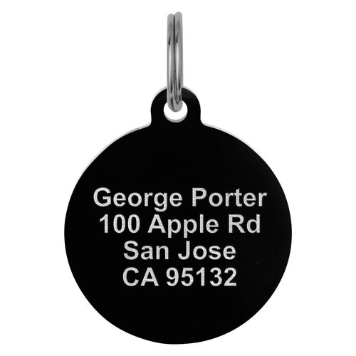 Dreambell Black IP Stainless Steel 25mm Personalized Custom Round Pet Id Tags Dog & Cat with Split Ring