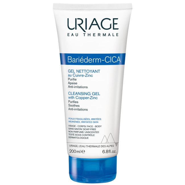 URIAGE Bariederm Cleansing Cica-Gel 6.8 fl.oz. | Ultra-Rich, Soothing And Purifying Cleansing Gel for Sensitive and Irritated Skin | High-Tolerance Cleanser for Face and Body