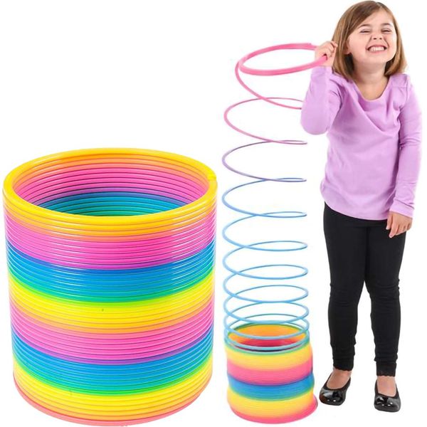 The Dreidel Company Jumbo Rainbow Plastic Coil Spring, Party Favor for Kids, Individually Wrapped, 7" (175mm) Spring (Single)