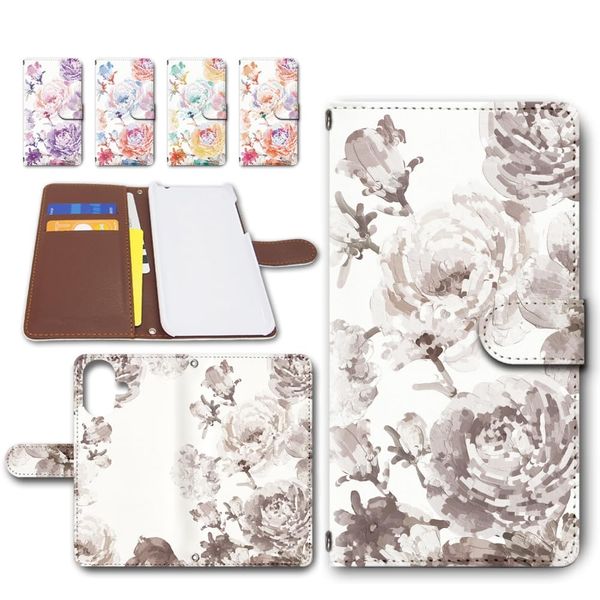 iPhone 16 Case Notebook Type Smartphone Case Mobile Cover with Camera Hole Digital Pattern Flower Pattern [Design E] iPhone 16 dc-1485