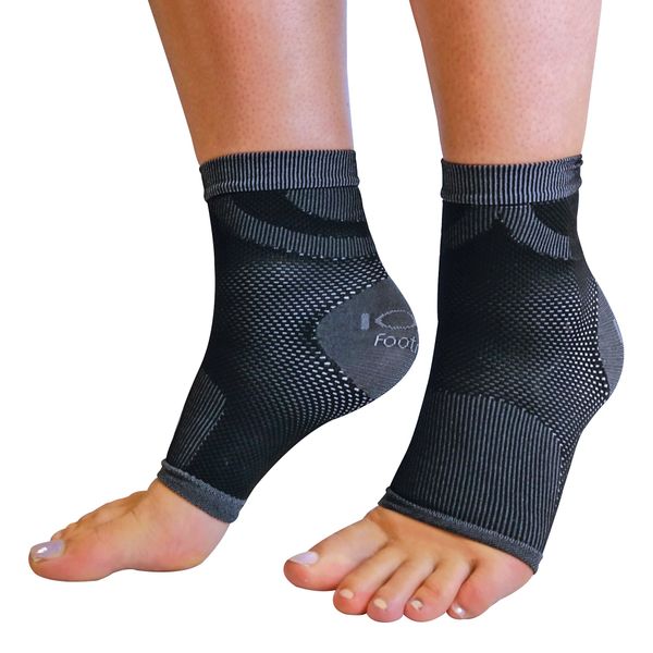 IOMI - Mens Ladies Pain Relief for Aching Feet Plantar Fasciitis Compression Sleeve Socks with Arch Support (M/L, Black)