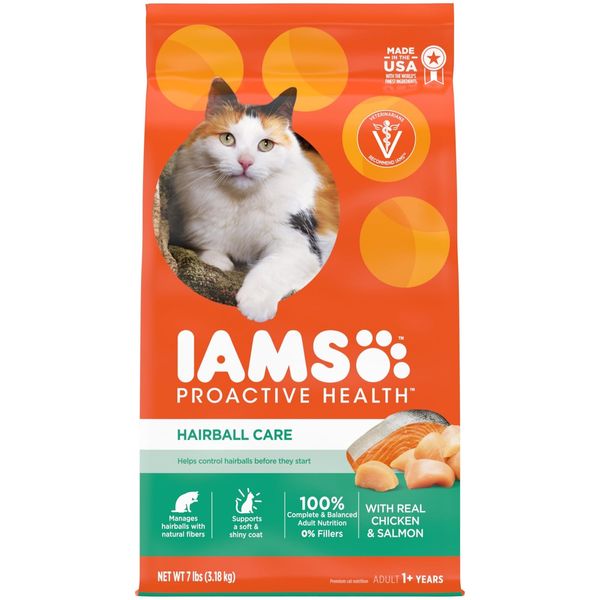 Iams Proactive Health Adult Hairball Care Dry Cat Food Chicken 7 Lb Bag