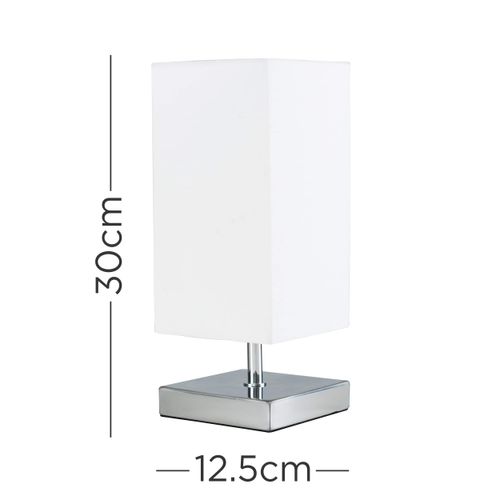 MiniSun Modern Square Polished Chrome Touch Table Lamp with a White Shade