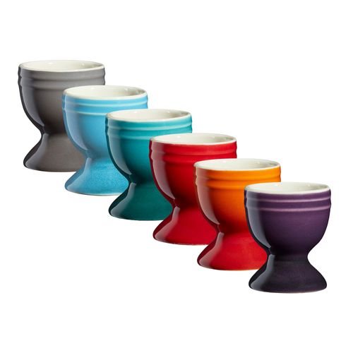 Cooks Professional Egg Cup Set of 6 | 6 x 40ml Ceramic Egg Holders | Stoneware Dinnerware Set | Multi-Colour