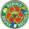 "RECYCLE, REUSE, REDUCE"- EARTH - CONSERVATION - IRON ON EMBROIDERED PATCH