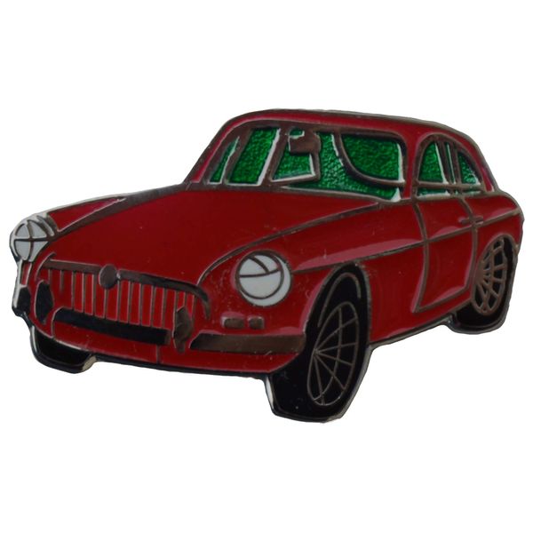 MG MGB GT Car shape lapel pin chrome bumper - Red