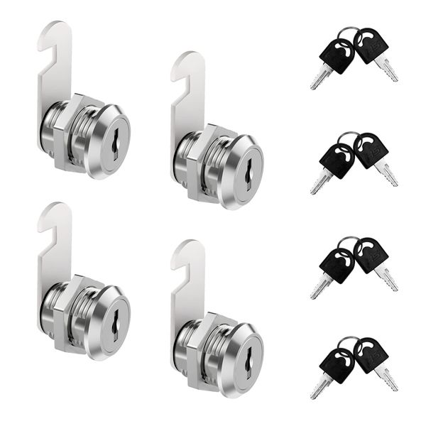 SJUNJIE 4 Pack Cabinet Lock 20mm Cam Lock Letter Box Locks for Door Lock, Cupboard Locks, Drawer Lock