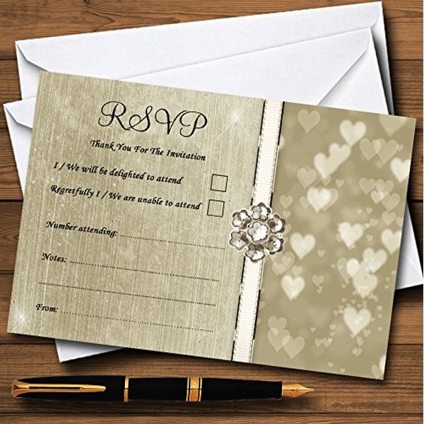 Titanium Gold and White Personalised RSVP Cards