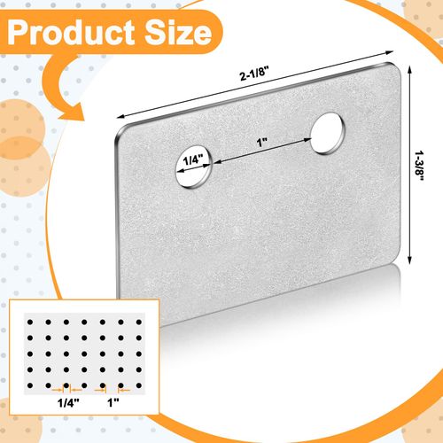Tandefio 50 Pcs Heavy Duty Peg Hook Steel Backing Plate Fit 1/4 Hooks for 1 Spaced Peg Board Tool Galvanized Steel Wall Organizing for Home or Garage Home