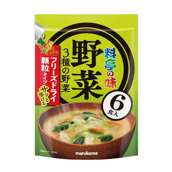 Marukome Ryotei Taste Value Freeze Dried Granule Miso Soup Vegetables 6 Meals x 6 Bags for Heatstroke Prevention and Nutrition Supplement