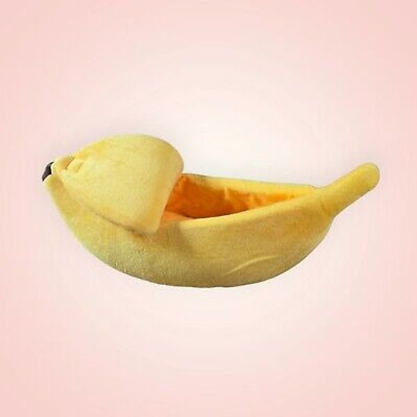 Super Cute Adorable Soft & Fluffy Yellow Banana Kitty Cat Small Pet Bed