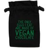 Flox Creative Black Organic Medium Drawstring Pouch Only Eggs I Eat Vegan Chocolate