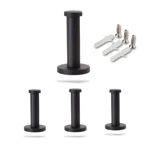 Regipro b Stainless Steel Wall Hook Wall Hanging Simple DIY Hanger with Mounting Screws Black (4 x 3.9 inches (10 cm)
