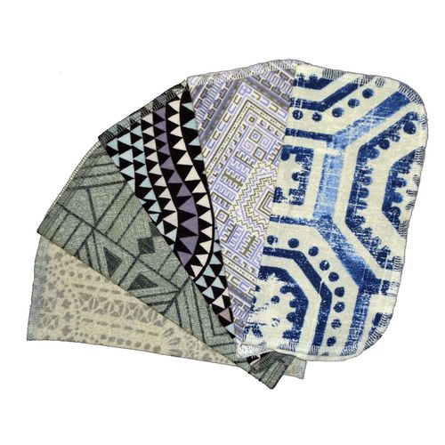 1 Ply Moroccan Tile Flannel Washable Kids Lunchbox Napkins 8x8 inches 5 Pack - Little Wipes (R) Flannel