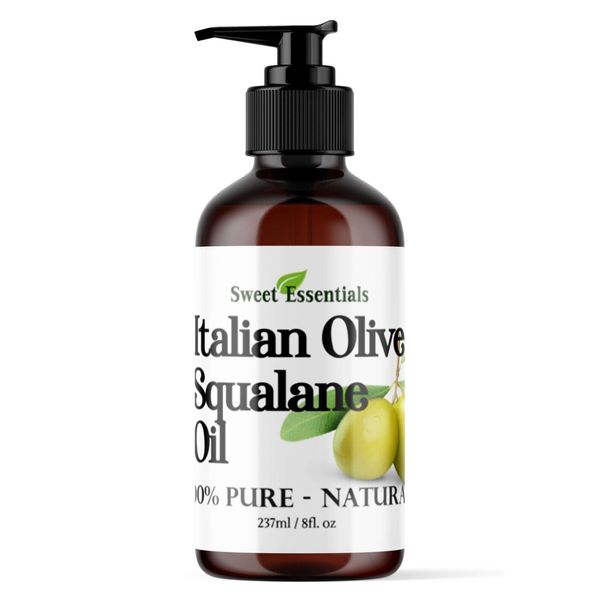 100% Pure Olive Squalane Oil - 8oz w/Pump - Imported From Italy - Anti Aging