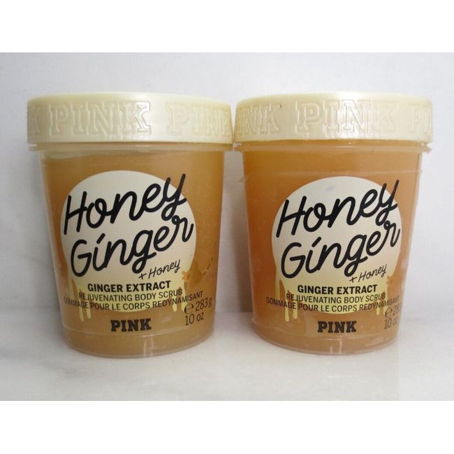 VICTORIA'S SECRET PINK HONEY GINGER EXTRACT REJUVENATING BODY SCRUB 10 OZ - 2PC