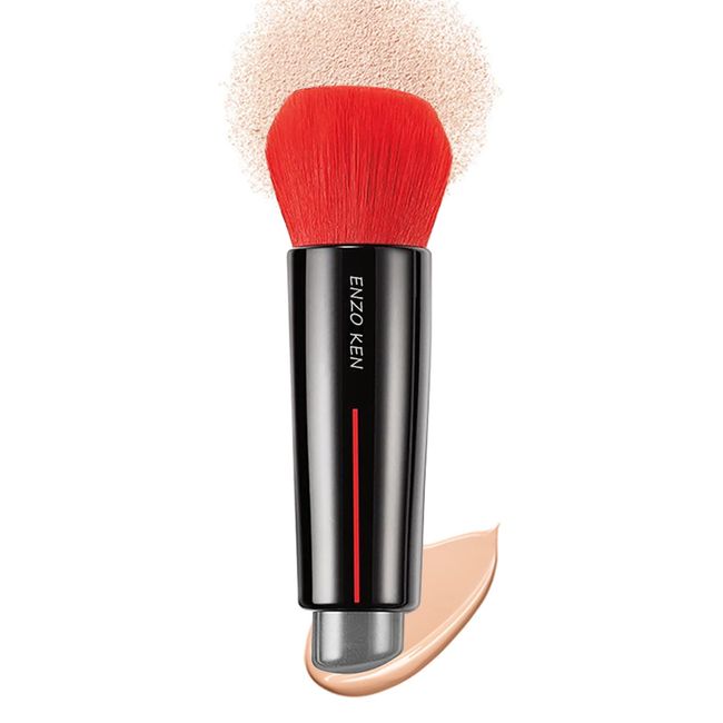 Doppelendiger Kabuki Foundation Pinsel mit Make up Schwamm von ENZO KEN, Tragbarer Creme Kontur Pinsel, Make-up-Pinsel für Concealer, Flüssige Foundation, Puderkonturen, Bronzer, Liquid Blending.56D