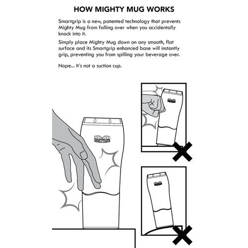 Mighty Mug Plastic 17920227 Go - The Travel Mug That Won't Fall Over (0.47 Litre), Grey