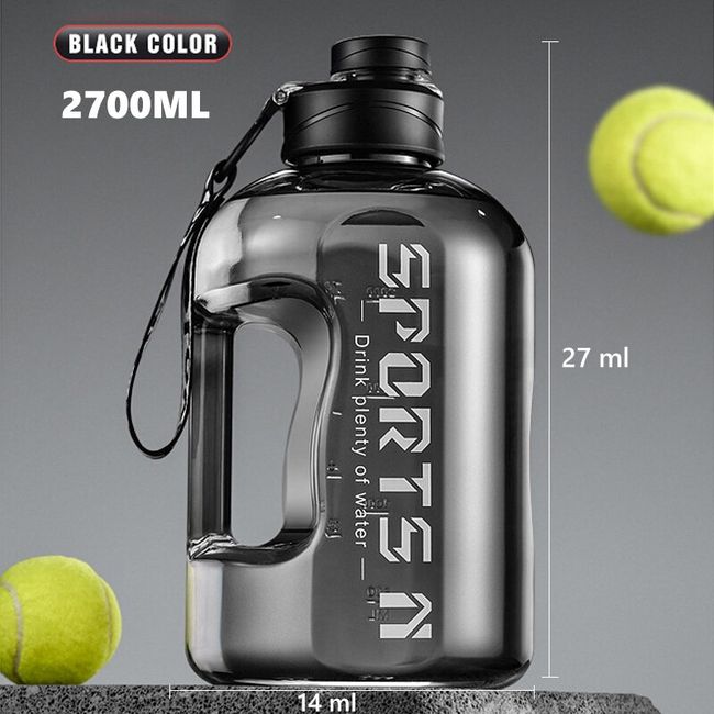 2.7L Big Water Bottle Sports Drinking Bottle Gym Cup Outdoor Fitness Jug