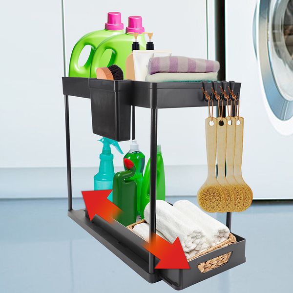 2 Pack Under Sink Organizers And Storage, Pull Out Bathroom Organizer US Stock