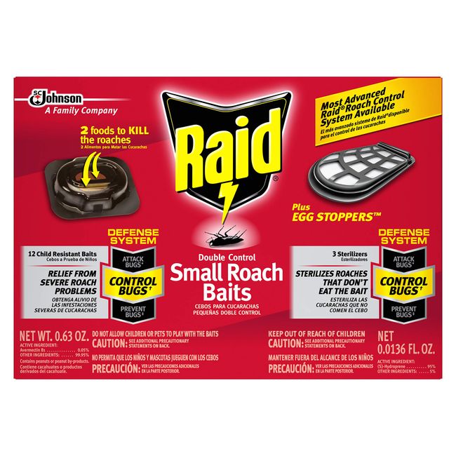 Raid Double Control Small Roach Baits Plus Egg Stopper 0.63 Ounce (Pack of 1)