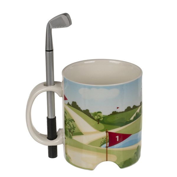 Out of the Blue Keramik Tasse Golfplatz mit Golfschläger-Stift und Golfball