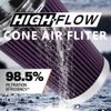 3", 3.5", 4" Inlet Long Performance High Flow Cold Air Intake Cone Dry Filter