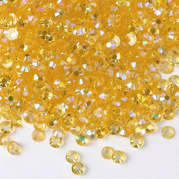 3000 Pieces SS6 2mm Flatback Rhinestones AB Clear Round Gems Crystals for Nail Art DIY Crafts Clothes Shoes Bags （Transparent Golden Yellow AB）