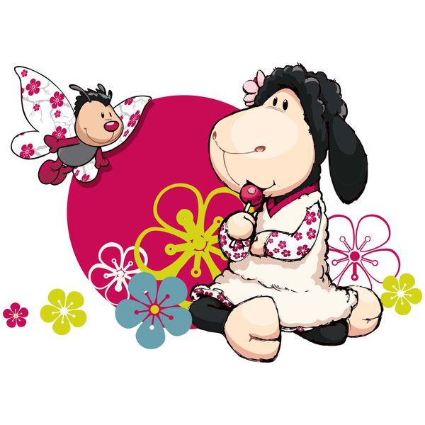 Bilderwelten Wandtattoo NICI Jolly Lynn mit Schmetterling, Größe: 50cm x 70cm