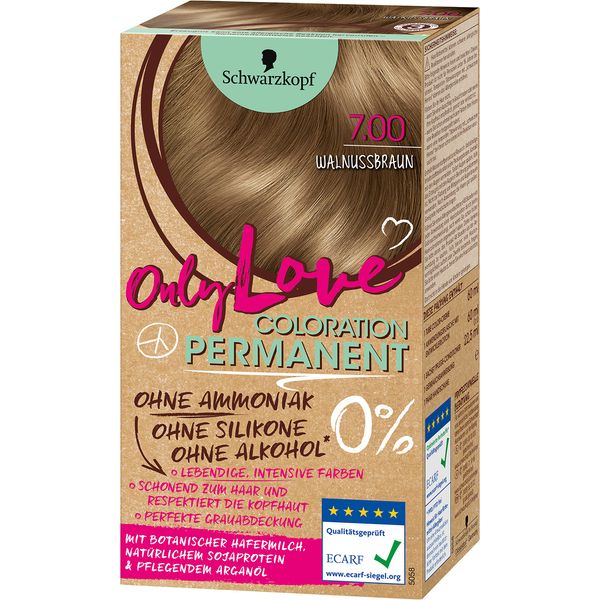 Schwarzkopf Only Love Coloration, Haarfarbe 7.00 Walnussbraun, 143 ml