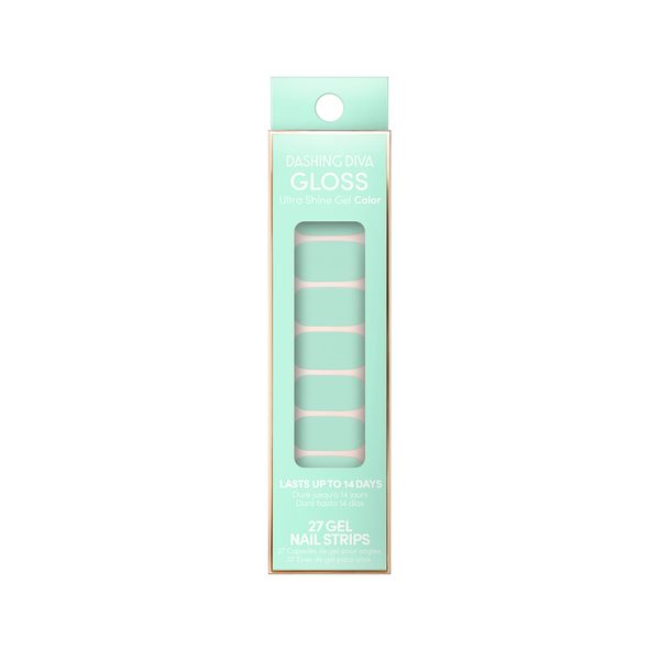 Dashing Diva Nail Strips - Iced Mint | UV Free, Chip Resistant, Long Lasting Gel Nail Stickers | Contains 27 Nail Wraps, 1 Prep Pad, 1 Nail File