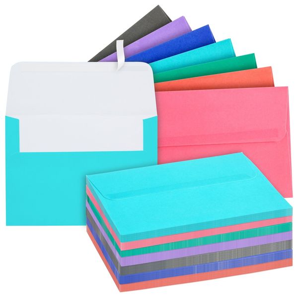 100 Pack Colored Envelopes 5x7 for Mailing, A7 for Invitations, Greeting Cards