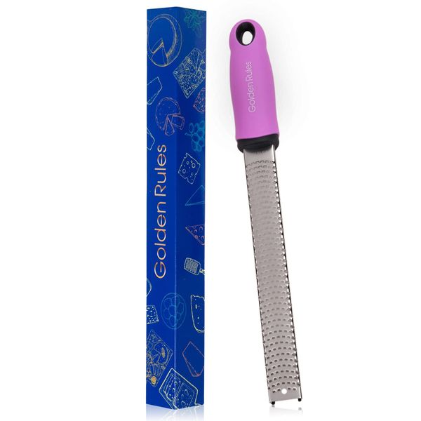 Golden Rules Cheese Grater, Zester Grater, All-Purpose Grater, Cheese Sharpener, Cheese Grater, Parmesan Cheese, Ginger, Garlic (Pink)