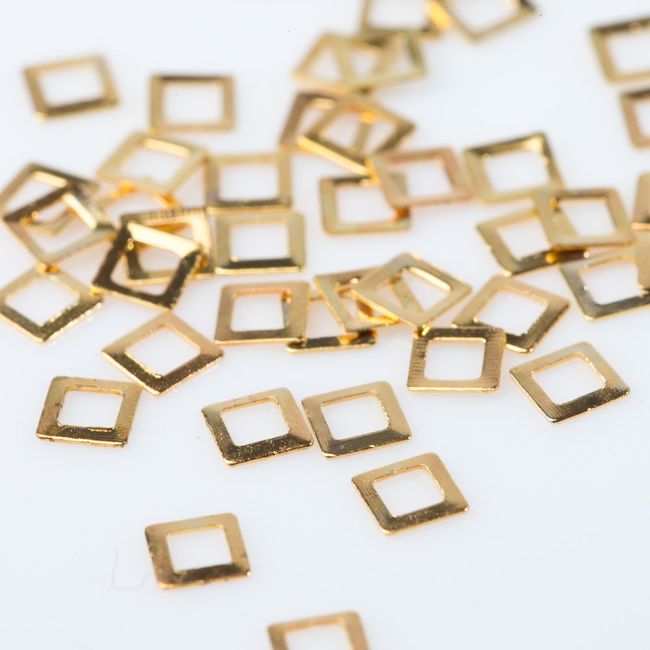 [Pearl Stone Mail Order MK] Parts for Nail Jewelry Studs Square , golden
