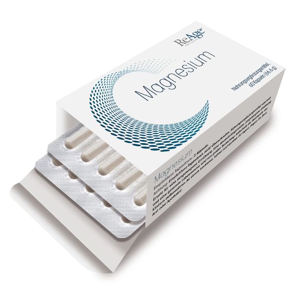 High Absorption, Lang Anhaltendes Magnesium 375 mg für Muskelkater und Beinkrämpfe | Trägt zum Normalen Energiestoffwechsel bei | 60 Kapseln für 2 Monate | Hergestellt in den Niederlanden von ReAge®