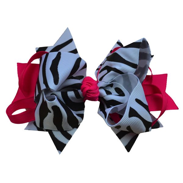 5 inch Shocking Pink Zebra Ring Hair Bow