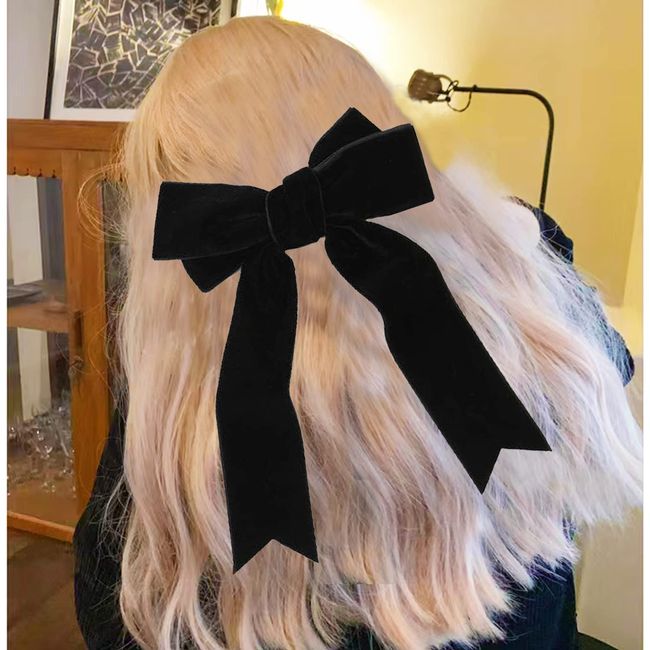 Temu 2/4pcs Silky Satin Hair Bows, Hair Ties Ribbon Hair Barrettes Clip Large Bow Hair Slides Metal Clips French Barrette Long Tail, Christmas Gifts