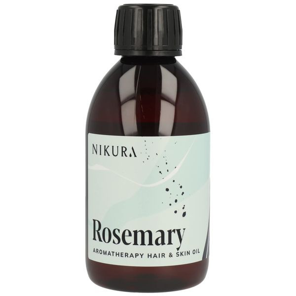 Nikura Rosemary Oil for Hair Growth & Skin Care - 250ml | Hair Oils for Hair Growth, Skin Serum, Beard Growth | Treatment Oil with Almond, Jojoba, Argan Oil & Rosemary Oil | UK Made & BPA Free